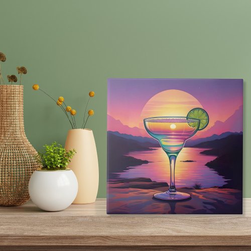 Colorful Sunset Margarita  Ceramic Tile