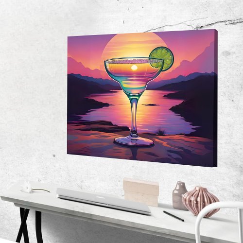 Colorful Sunset Margarita  Faux Canvas Print