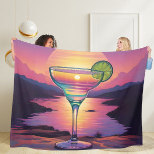 Colorful Sunset Margarita Fleece Blanket
