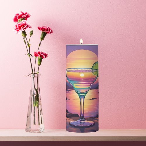 Colorful Sunset Margarita  Pillar Candle
