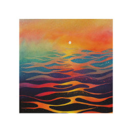 Colorful Sunset Modern Contemporary Wall Wood Art