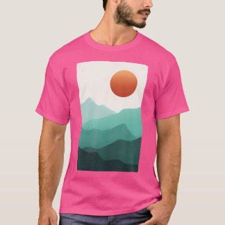 Colorful Sunset Mountain Adventure Design Outdoor T-Shirt
