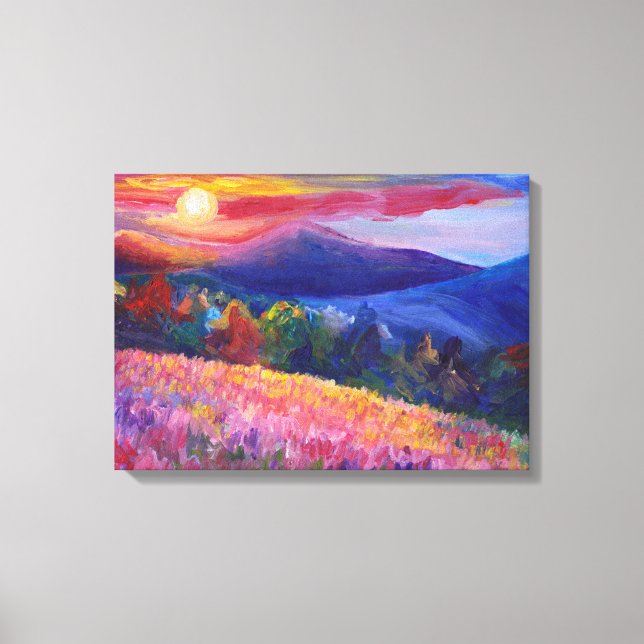 Colorful Sunset Mountain Range Wall Art (Front)