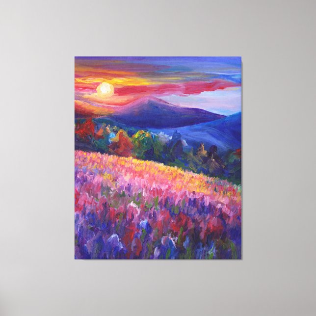 Colorful Sunset Mountain Range Wall Art (Front)