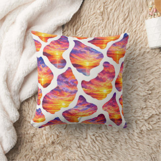 Colorful Sunset Ocean Pattern Throw Pillow