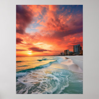 Colorful Sunset on Panama City Beach Poster