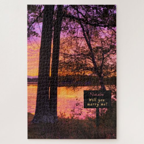 Colorful Sunset on the Lake Marry Me Puzzle 