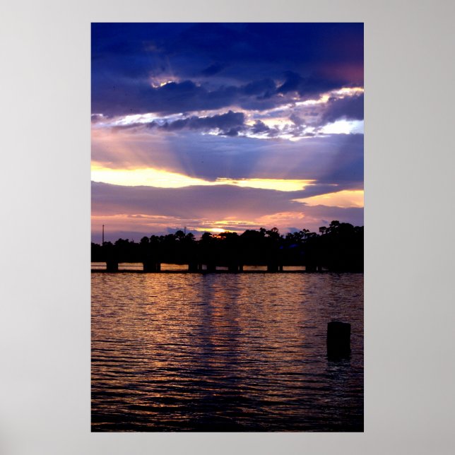 Colorful Sunset over Lake Pontchartrain Poster (Front)