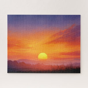 Colorful Sunset Sky and Mountains Photography Jigsaw Puzzle
