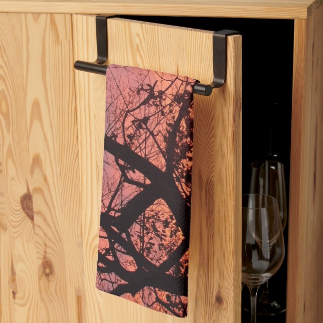 Colorful Sunset Through Bare Trees Kitchen Towel (Thirds Fold)