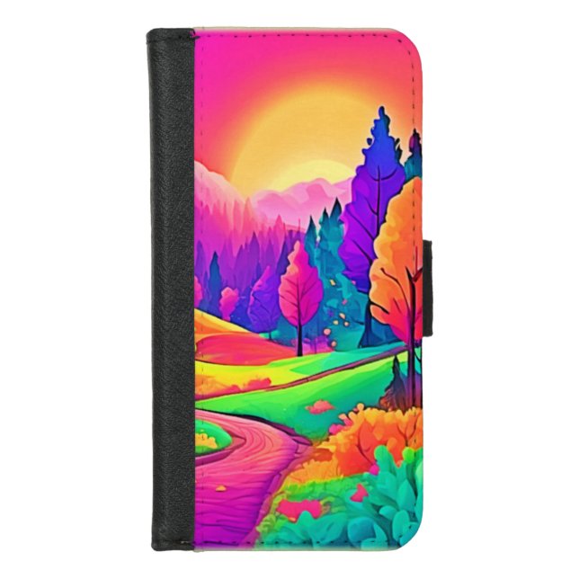 Colorful Sunset View iPhone Wallet Case (Front)