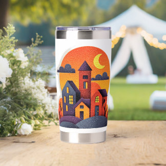 Colorful Sunset Village Stainless Steel Tumbler