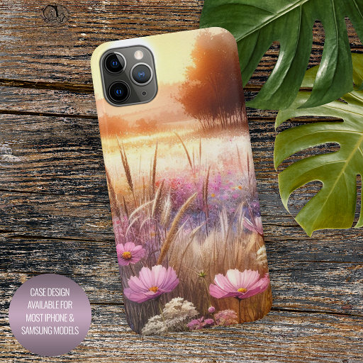 Colorful Sunset Wildflowers Floral Watercolor Art iPhone 11Pro Max Case