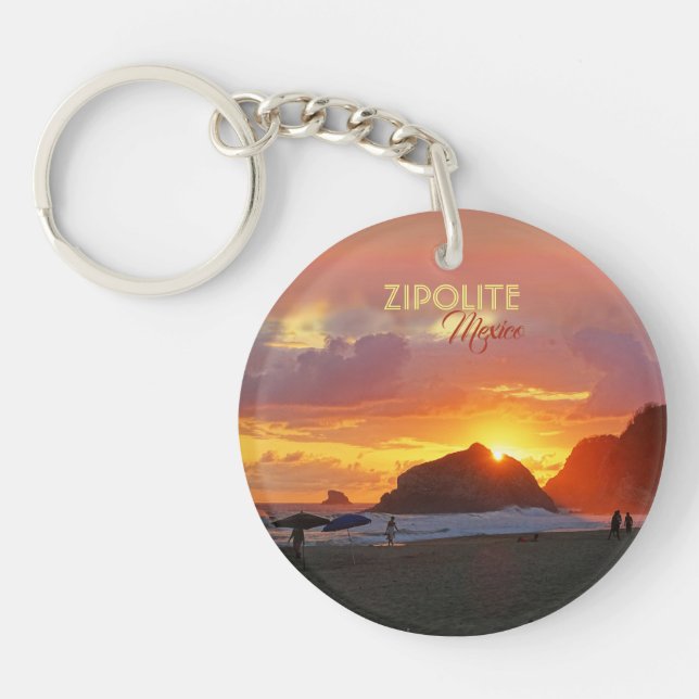 Colorful Sunset Zipolite / Mexico Keychain (Front)
