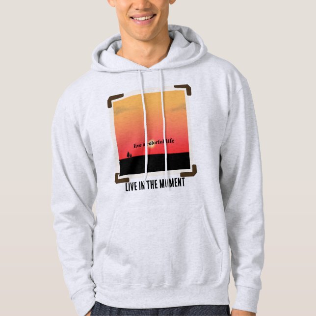 Colorful sunsets with modern text hoodie (Front)