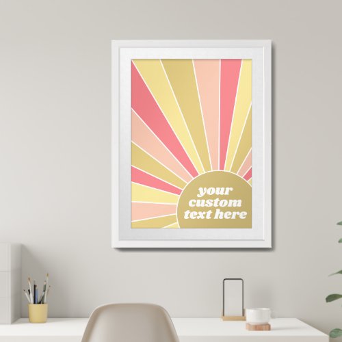 Colorful Sunshine Rays with favorite text Framed Art