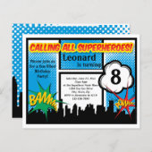 Colorful Superhero Comic Boy's Birthday Party (Front/Back)