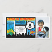 Colorful Superhero Comic Boy's Birthday Party (Front)