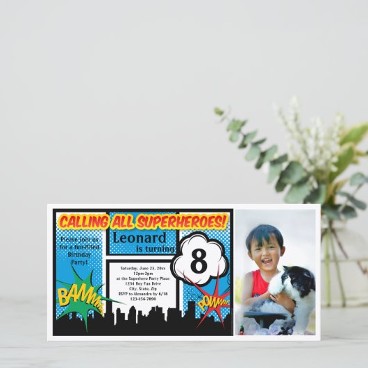 Colorful Superhero Comic Boy's Birthday Party (Standing Front)