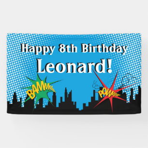 Colorful Superhero Comic Boy's Birthday Party Banner