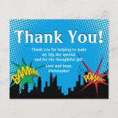 Colorful Superhero Comic Boy's Birthday Thank You (Front)