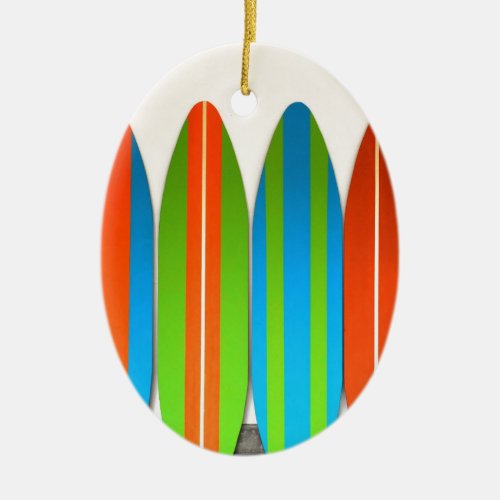 Colorful Surfboard Pattern Deisgn Ceramic Ornament