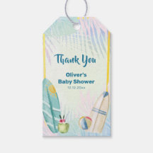Colorful Surfboard Plam Beach Leaves Baby Shower