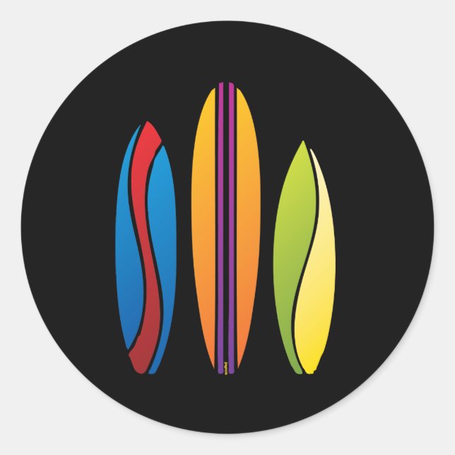 Colorful Surfboards Classic Round Sticker (Front)