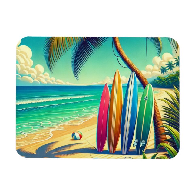 Colorful Surfboards on the Beach Magnet (Horizontal)