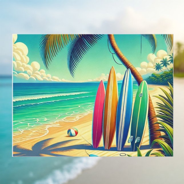 Colorful Surfboards on the Beach Postcard (Creator Uploaded)