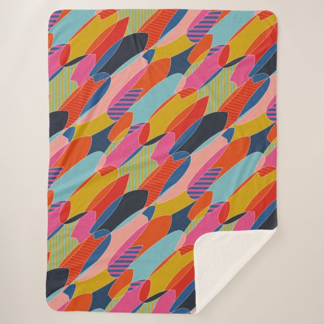 Colorful surfboards sherpa blanket (Front)