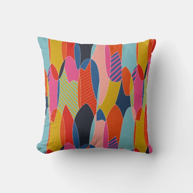 Colorful surfboards throw pillow (Front)