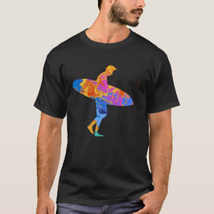Colorful Surfing Surfer Surfboard Graphic 1 T-Shirt