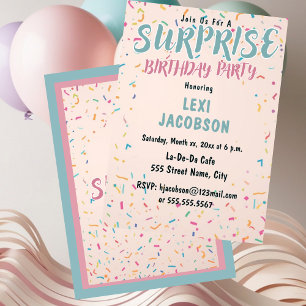 Colorful  Surprise Birthday Party  Invitation