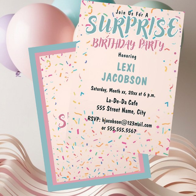 Colorful  Surprise Birthday Party  Invitation (Colorful Surprise Birthday Party Invitation)