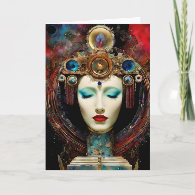 Colorful Surreal Abstract Face Collage Card (Front)