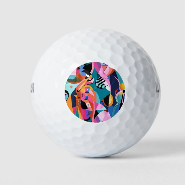 Colorful Surreal Abstract Pattern Golf Balls (Front)