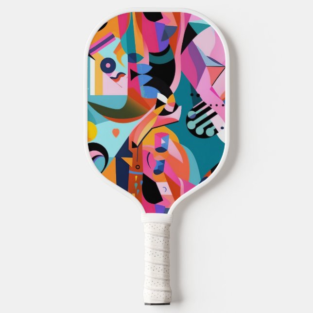 Colorful Surreal Abstract Pattern Pickleball Paddle (Front)
