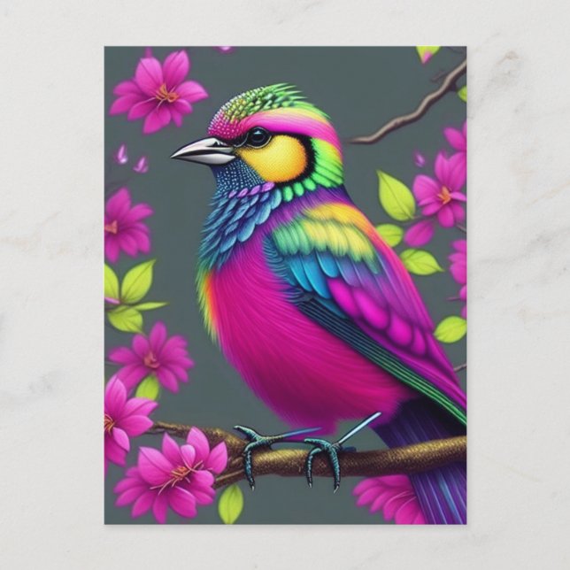 Colorful Surreal Bird Postcard (Front)