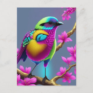Colorful Surreal Bird Postcard