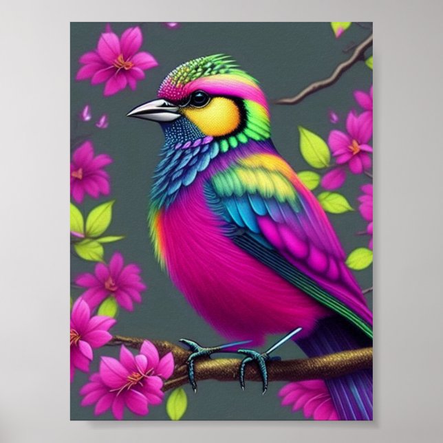 Colorful Surreal Bird Poster (Front)