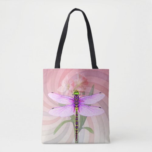 Colorful  Surreal Dragonfly 1960s Theme Tote Bag