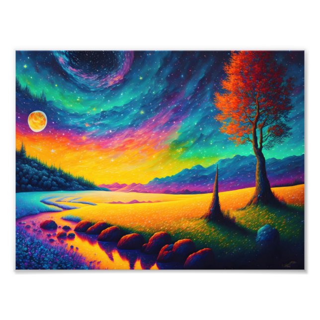 Colorful Surreal Nighttime Landscape Photo Print (Front)