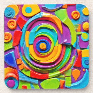 Colorful Surreal Sculpture Play Beverage Coaster