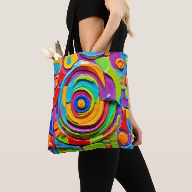 Colorful Surreal Sculpture Play Tote Bag (Close Up)