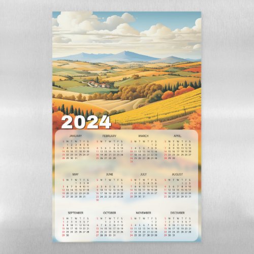Colorful Surrealism Landscape Art 2024 Calendar Magnetic Dry Erase Sheet