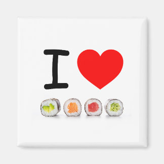 Colorful Sushi "I love sushi" Red Heart Magnet