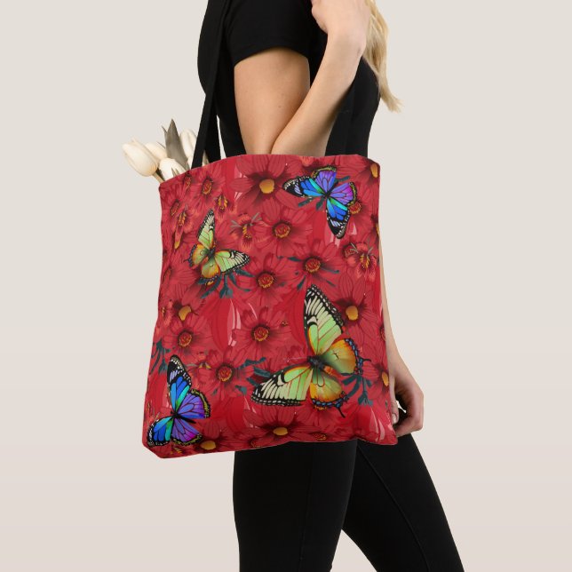 Colorful Swallowtail Butterflies Custom Monogram  Tote Bag (Close Up)