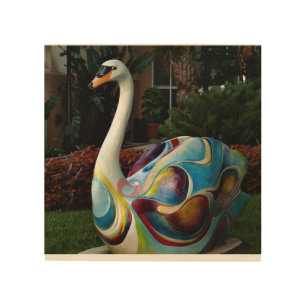 Colorful Swan Statute in Lakeland Wood Wall Decor