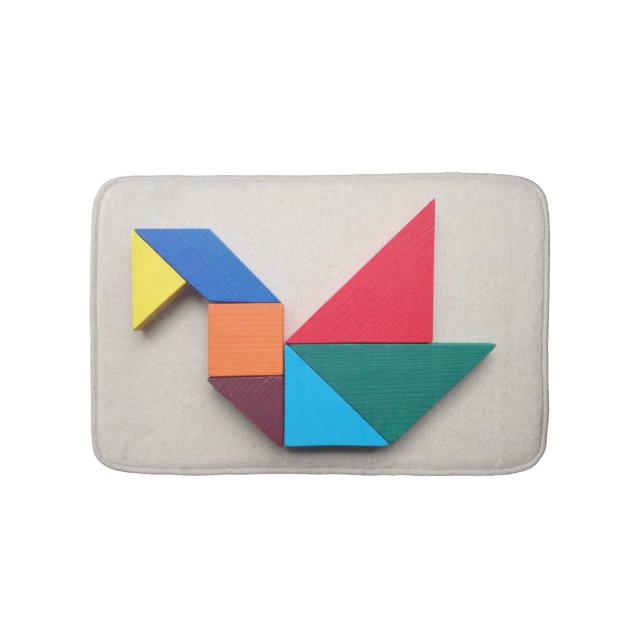 Colorful Swan Tangram Bathroom Mat (Front)